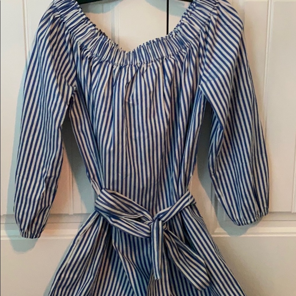 GAP Off the Shoulder Striped Dress